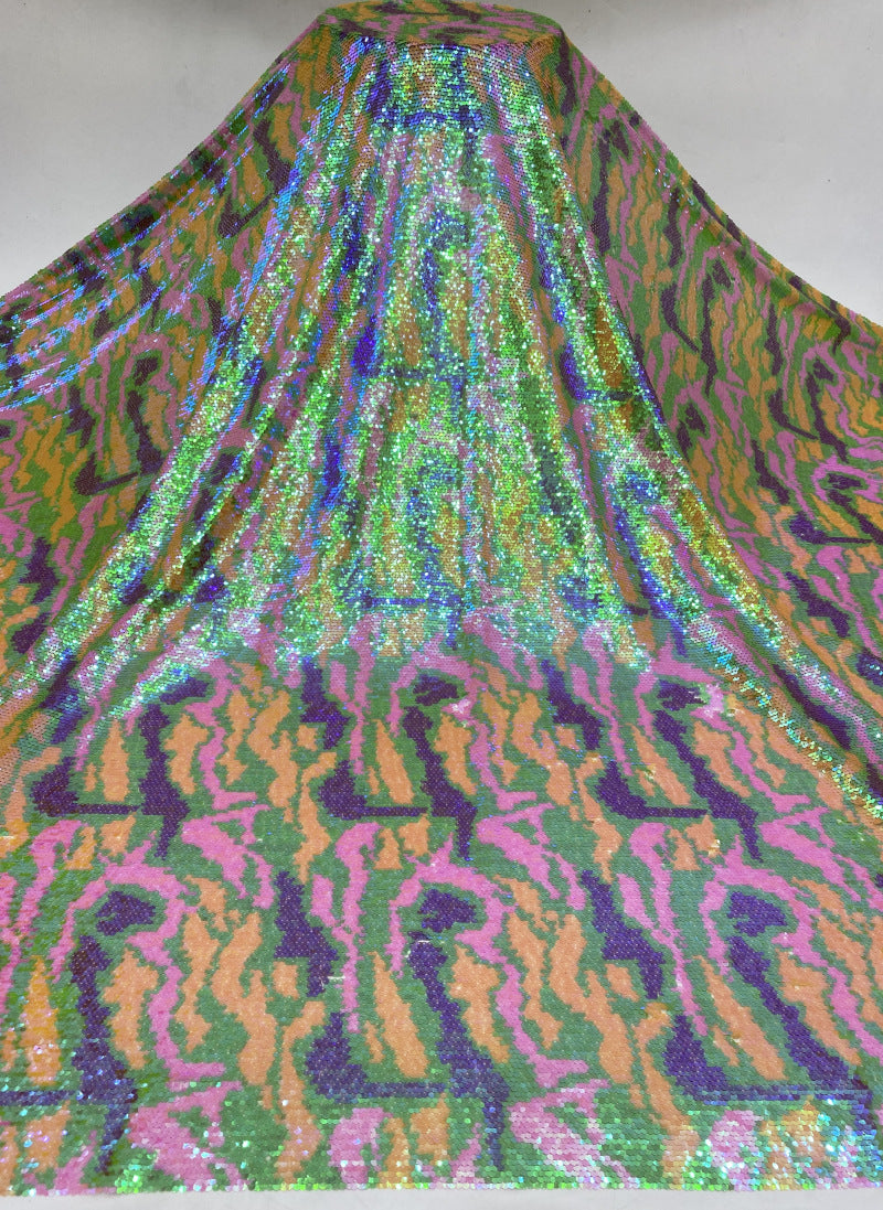 Multicolor Gradient 5 mm Sequin Embroidered Bridal Fabric — fabric photo 4