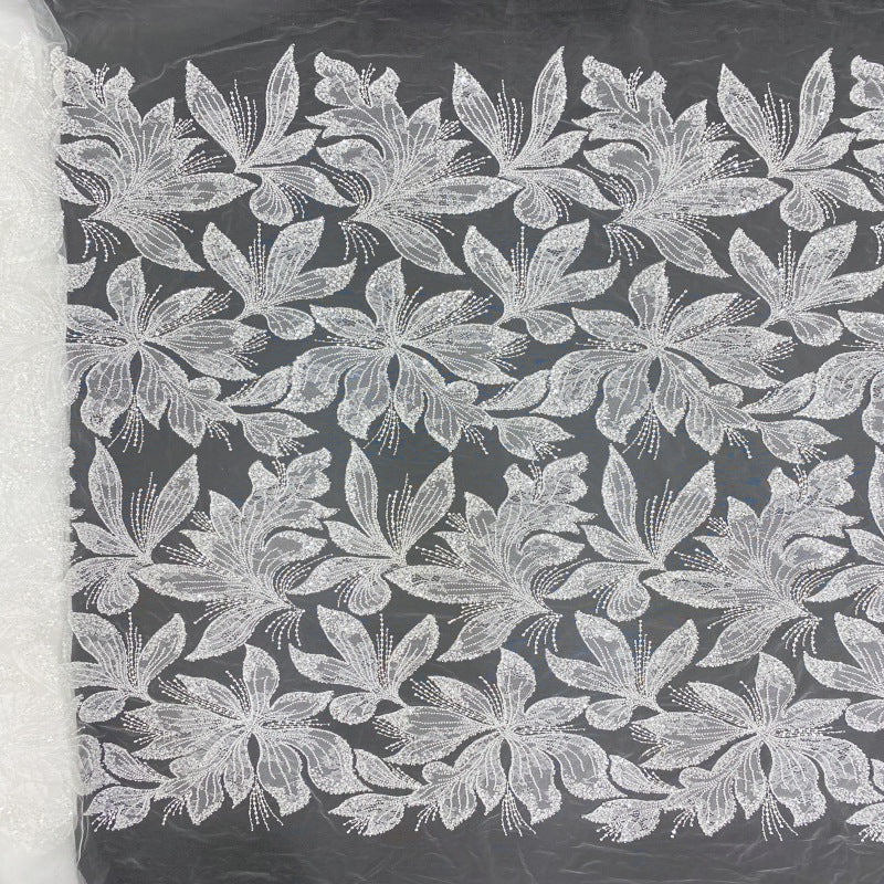 Laser-Cut Lace with Double Beads and Sequin Embroidery — fabric photo 3