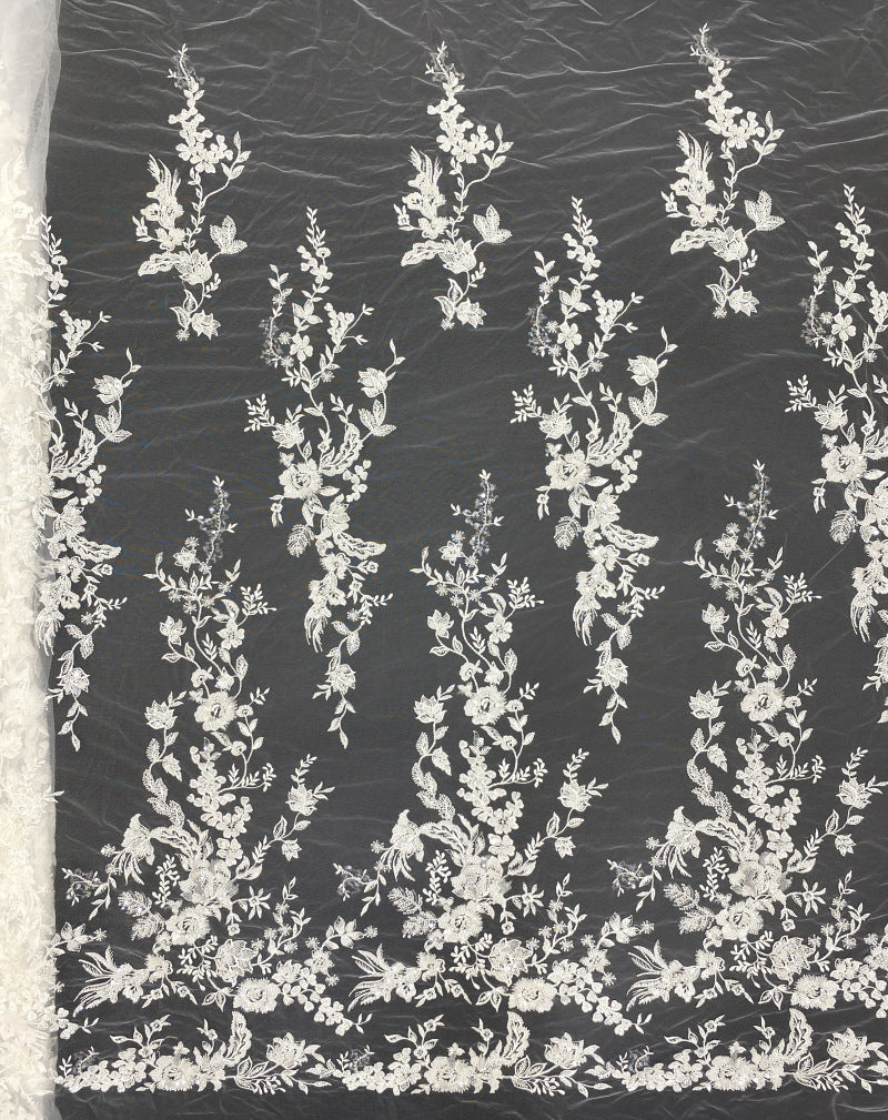 Totem Bugle Bead Sequin Fabric for Wedding Dresses — fabric photo 6