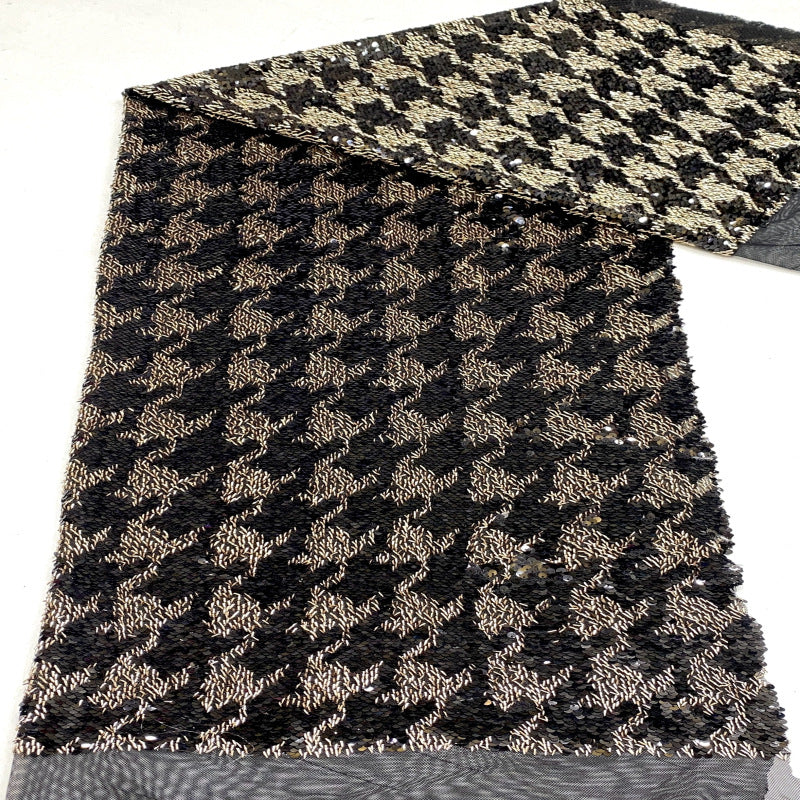 Geometric 5mm Rolled Sequin Embroidery Fabric