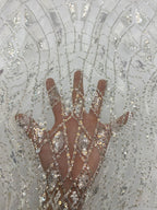 Silver Bead & 3/5mm Sequin Bridal Fabric — fabric photo 5