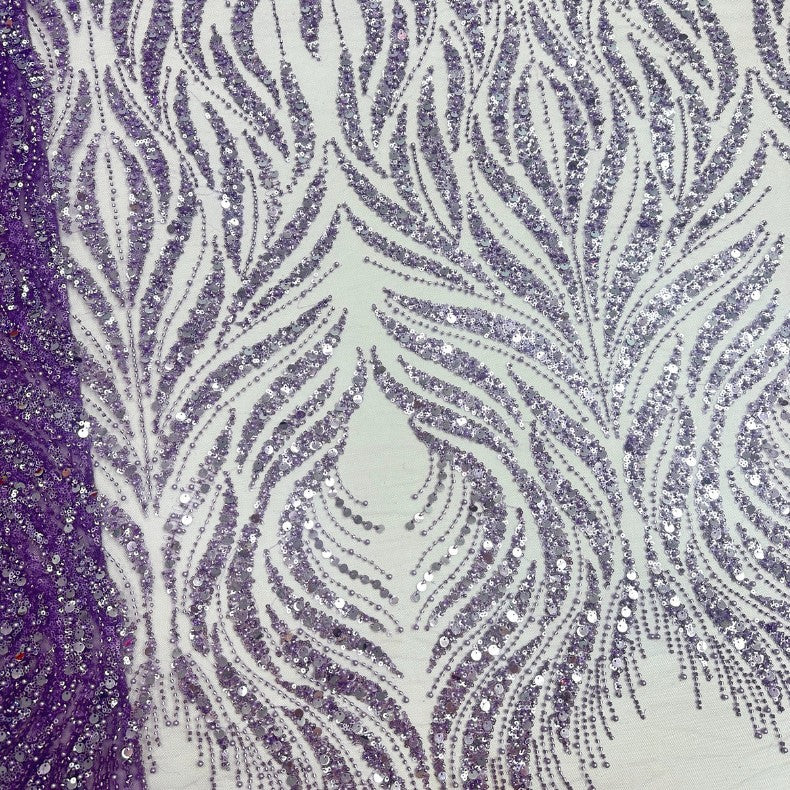 Linear Sequin Embroidered Mesh Fabric – Per Yard