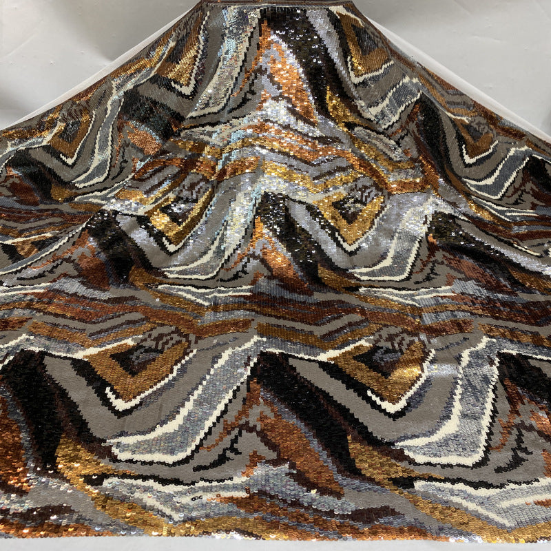 Zebra Stripe Elastic Mesh Sequin Fabric — fabric photo 4
