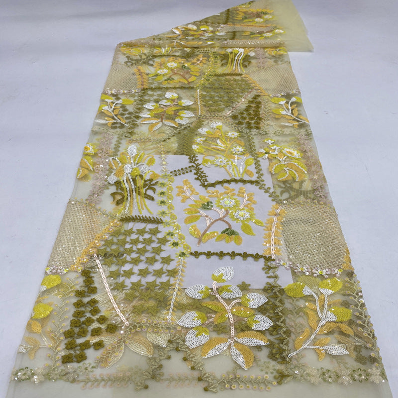 Multicolor 2/3/4/5 mm Layered Sequin Embroidered Bridal Fabric – Design 33023 — fabric photo 4