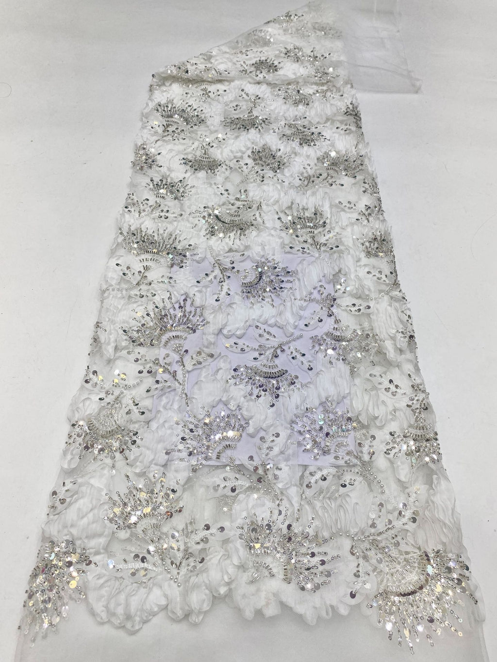 Heavy Sequin & Bugle-Bead Embroidered Bridal Fabric – Design 17087 — fabric photo 6