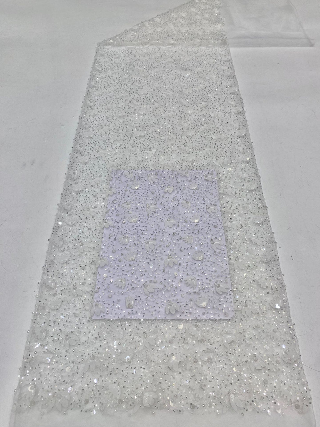 Irregular Mesh Laser Floral Bead and Sequin Fabric — fabric photo 6