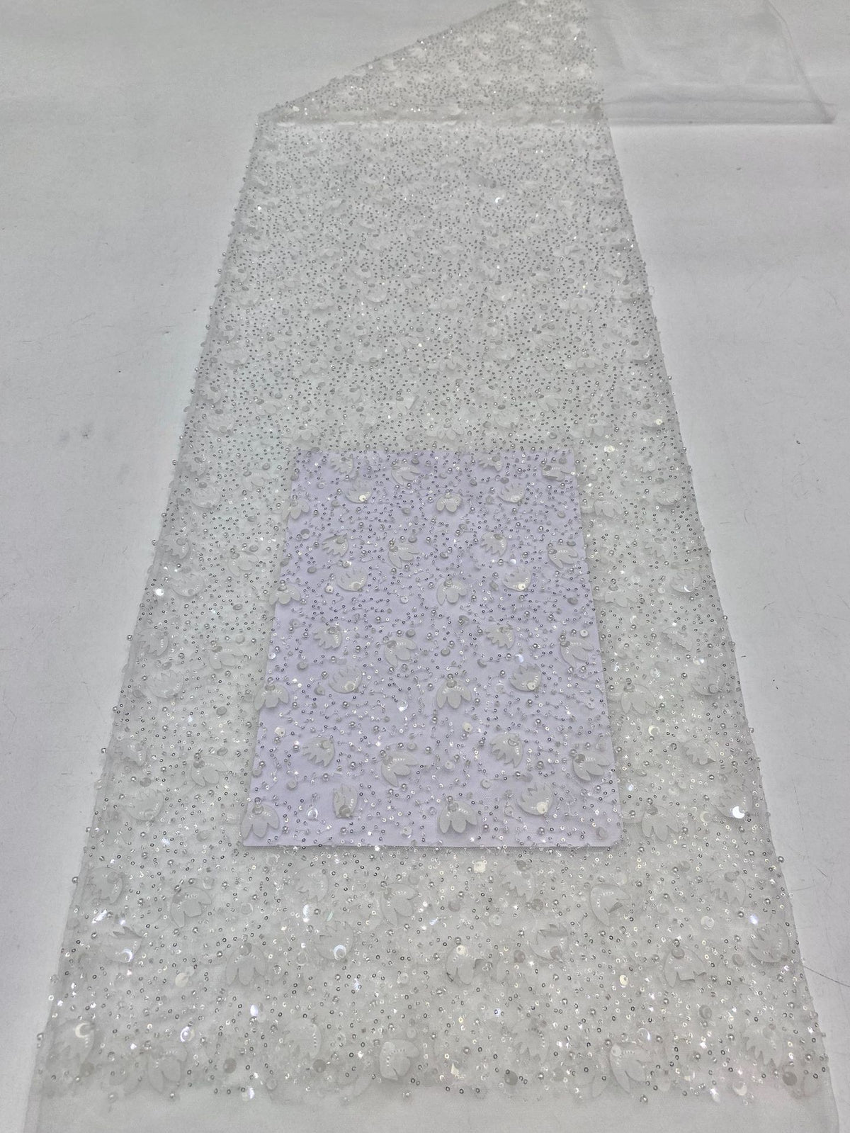 Irregular Mesh Laser Floral Bead and Sequin Fabric — fabric photo 6