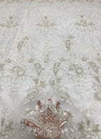 Beaded Sequin Wedding Lace with Rope Embroidery — fabric photo 4