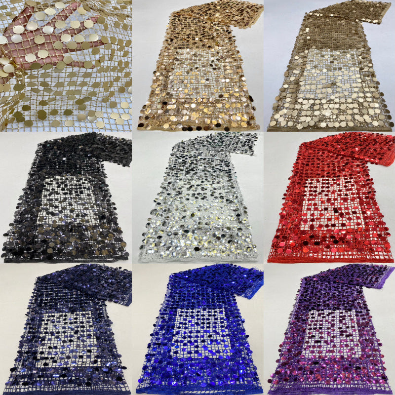 Hollow Grid 3mm & 18mm Sequin Fabric
