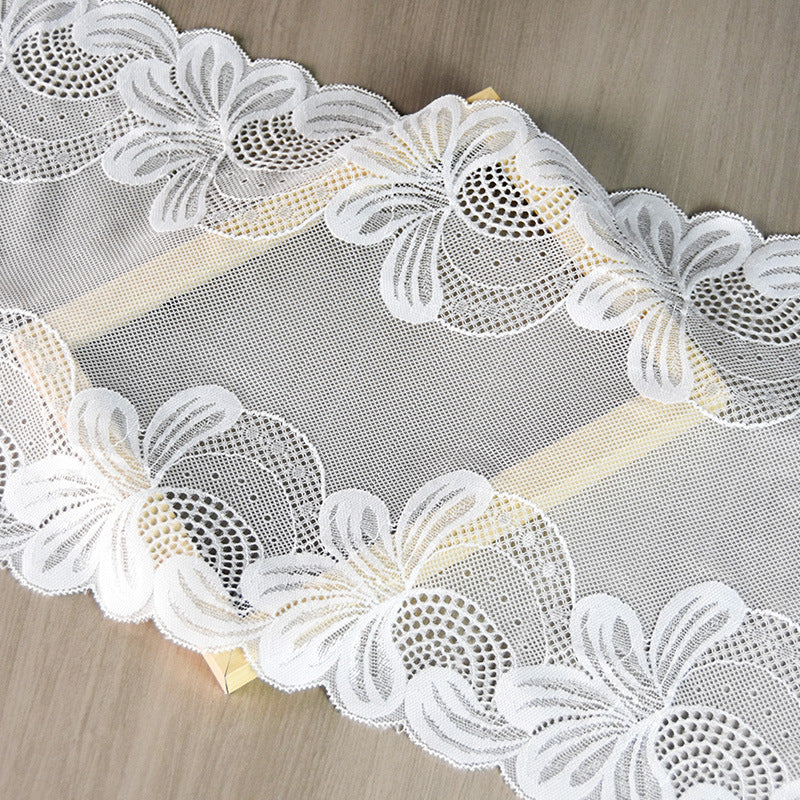 Large Floral Stretch Lace Trim 24 cm — fabric photo 3