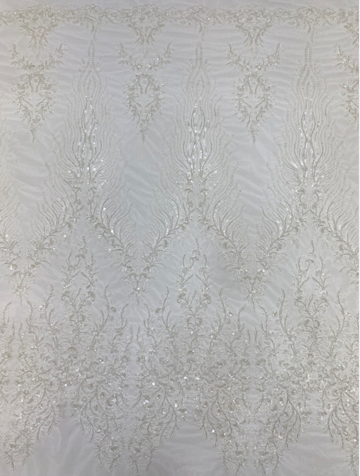 2/4 mm Crystal-Look Sequin Embroidered Bridal Fabric — fabric photo 4