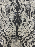 Symmetrical Floral Bead & Sequin Fabric — fabric photo 3