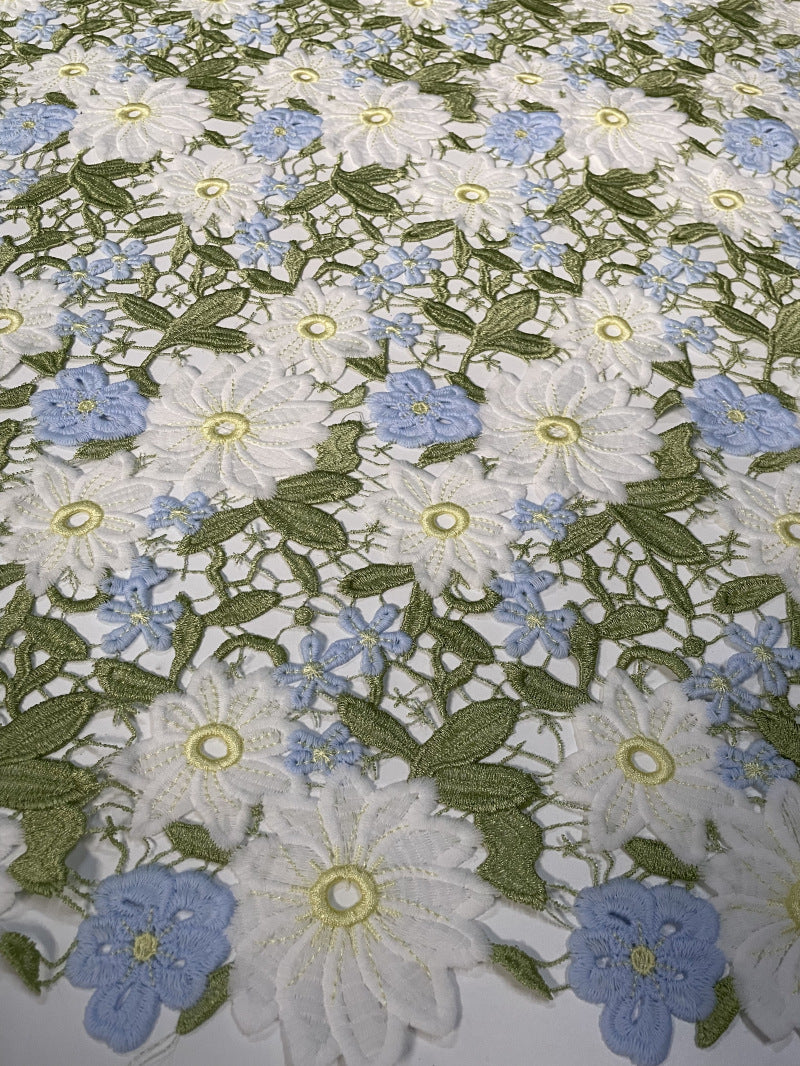 Multicolor Milk-Silk Embroidered Dress Fabric — fabric photo 3