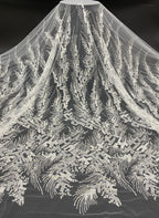 Foam Bead Sequin Embroidery Fabric for Evening Gowns