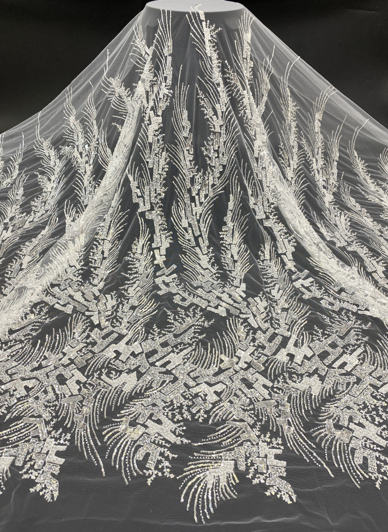 Foam Bead Sequin Embroidery Fabric for Evening Gowns