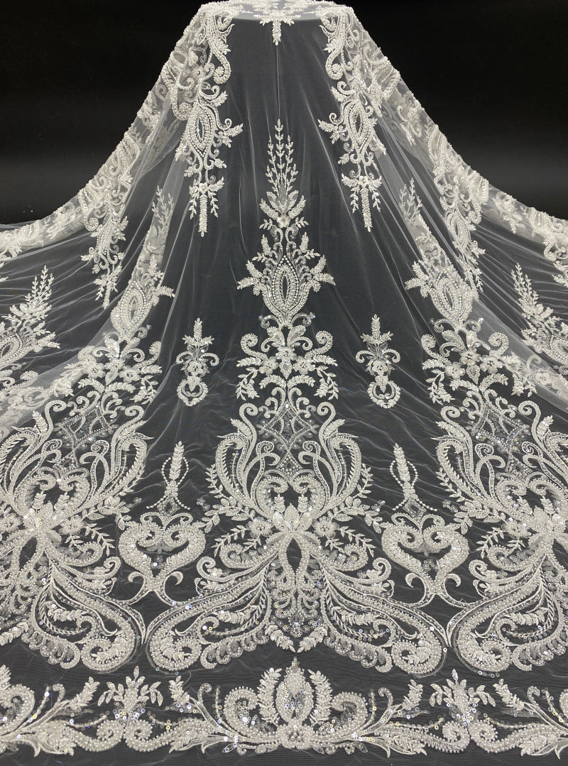 Dense Bead and 3/4mm Sequin Embroidery Fabric