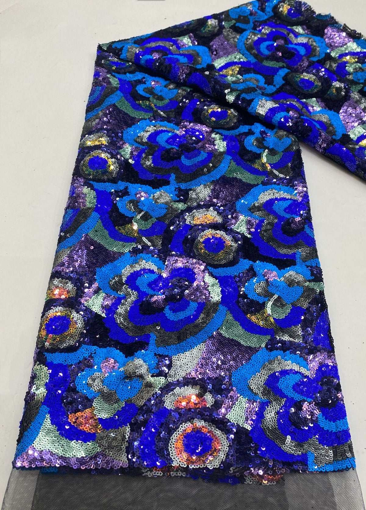 Heavy Colorful Laminated Sequin Embroidery Fabric — fabric photo 6