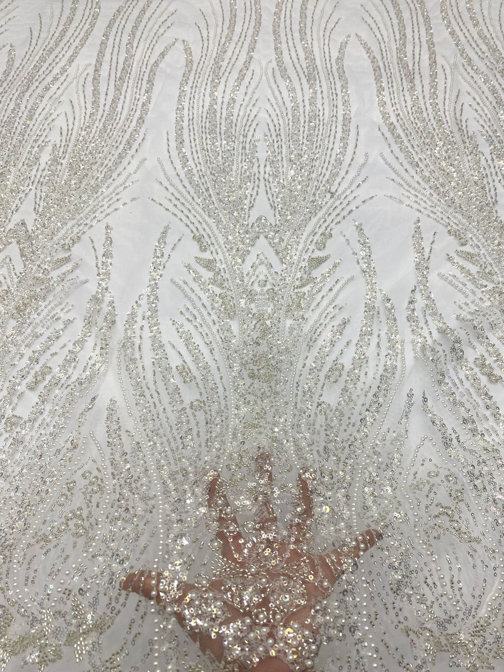 Velvet-Based Bead & Sequin Embroidery Fabric — fabric photo 4