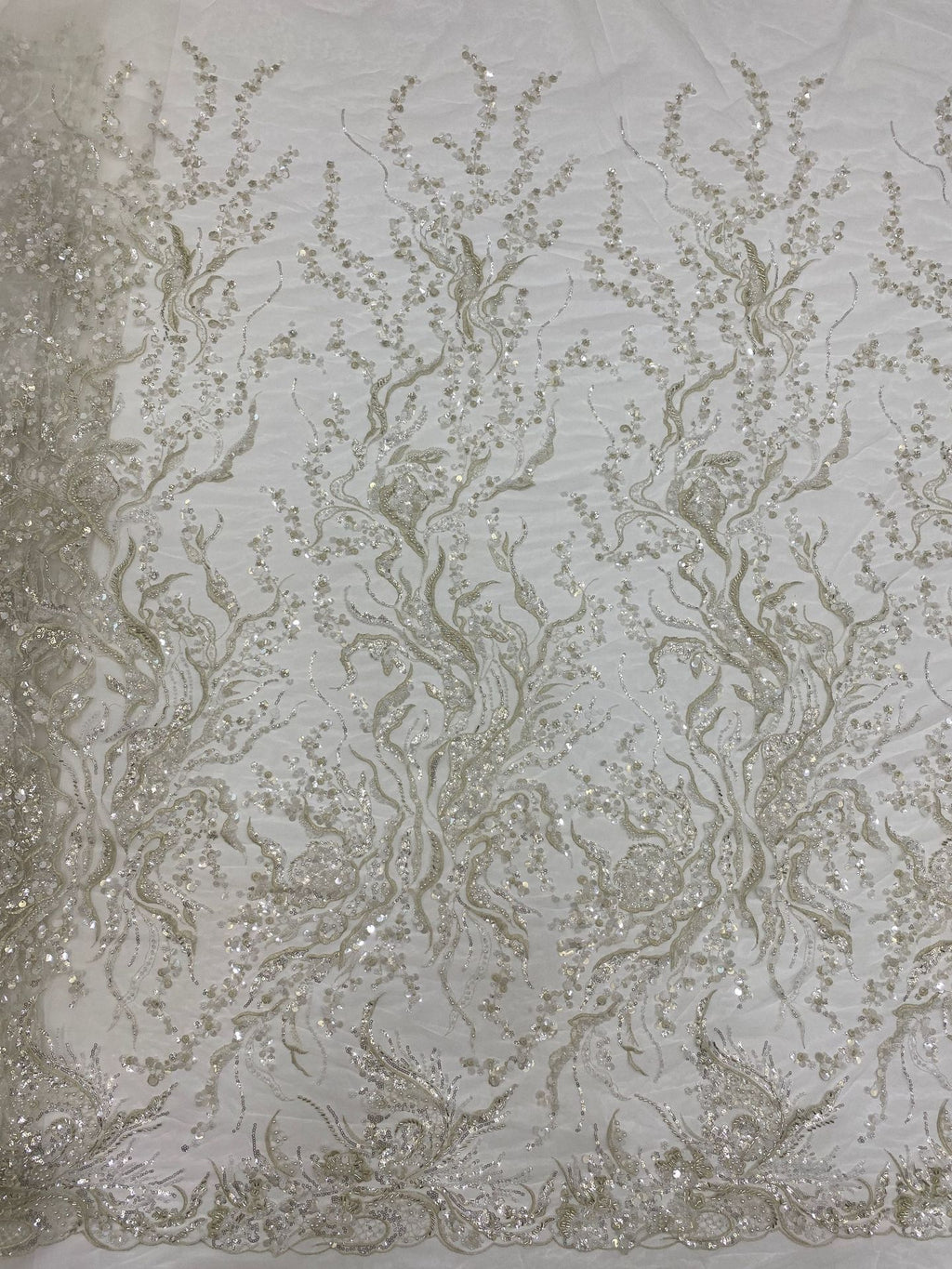 Silver-Thread Triple-Bead Embroidery with 3/7 mm Sequins — fabric photo 6