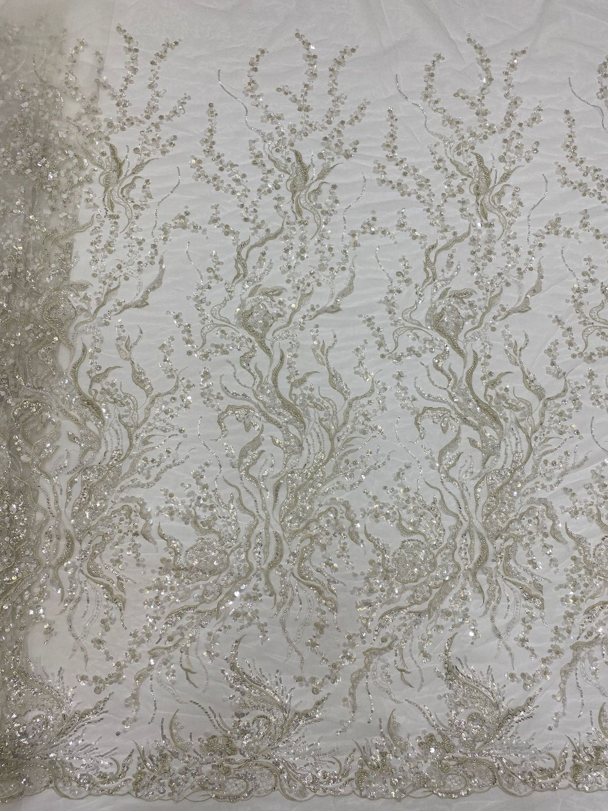 Silver-Thread Triple-Bead Embroidery with 3/7 mm Sequins — fabric photo 6