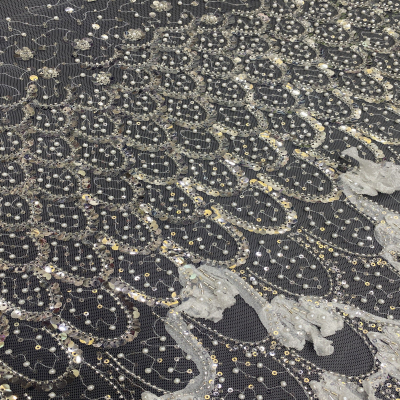 Laser Chiffon Beaded Sequin Bridal Fabric — fabric photo 5