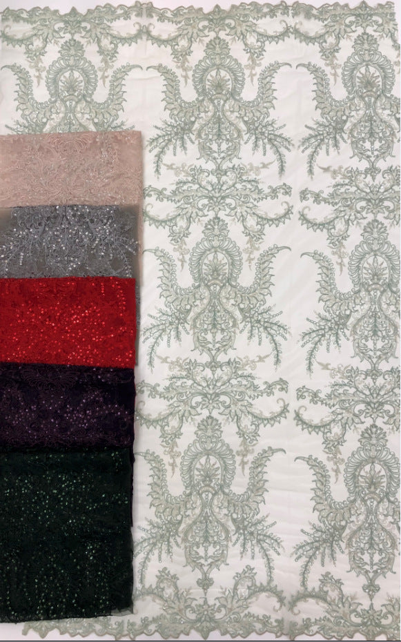 3D Sequin Embroidered Bridal Fabric – Design 65247