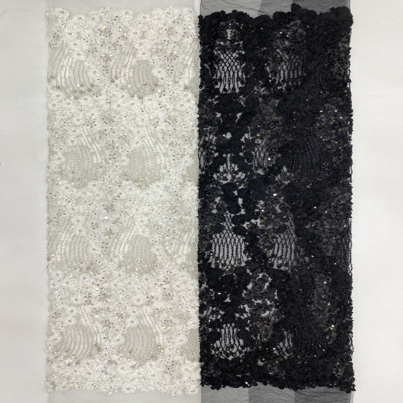 Heavy Sequin & Bugle-Bead Embroidered Bridal Fabric – Design 25567 — fabric photo 3