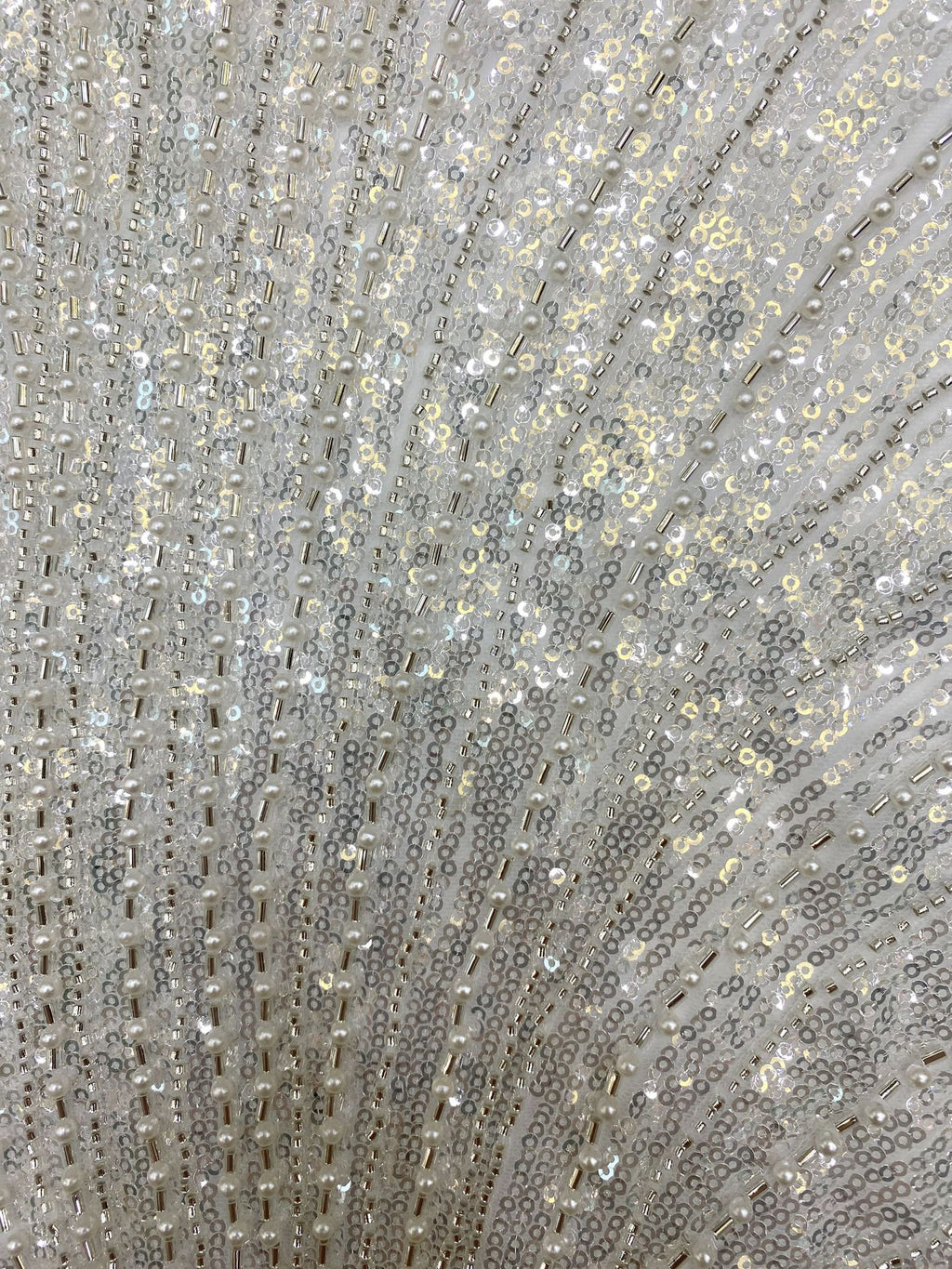 Bugle Foam Bead Crystal Sequin Bridal Fabric — fabric photo 3