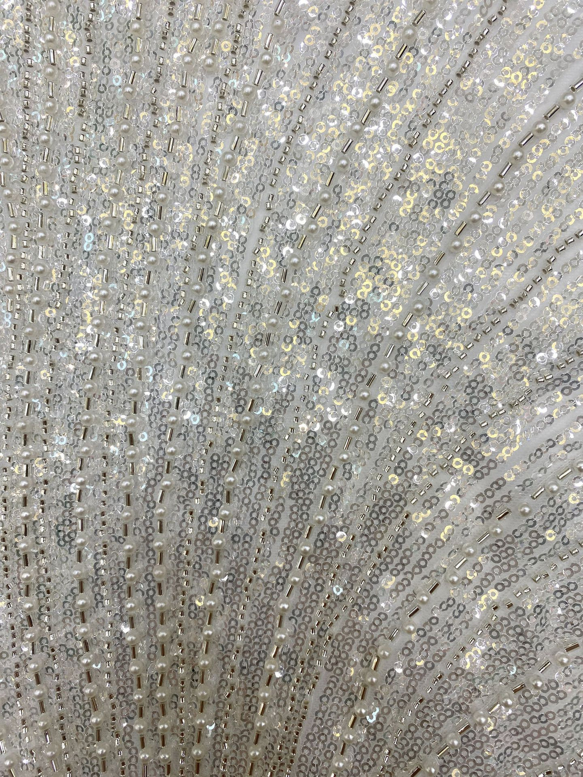Bugle Foam Bead Crystal Sequin Bridal Fabric — fabric photo 3