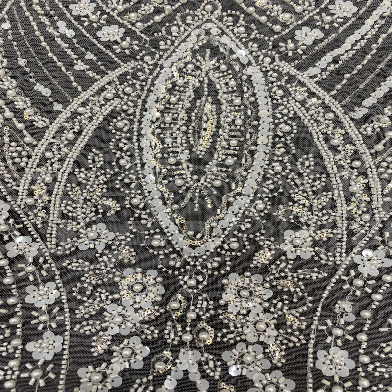 Four-Bead Raised-Bead and Sequin Embroidered Fabric — fabric photo 3