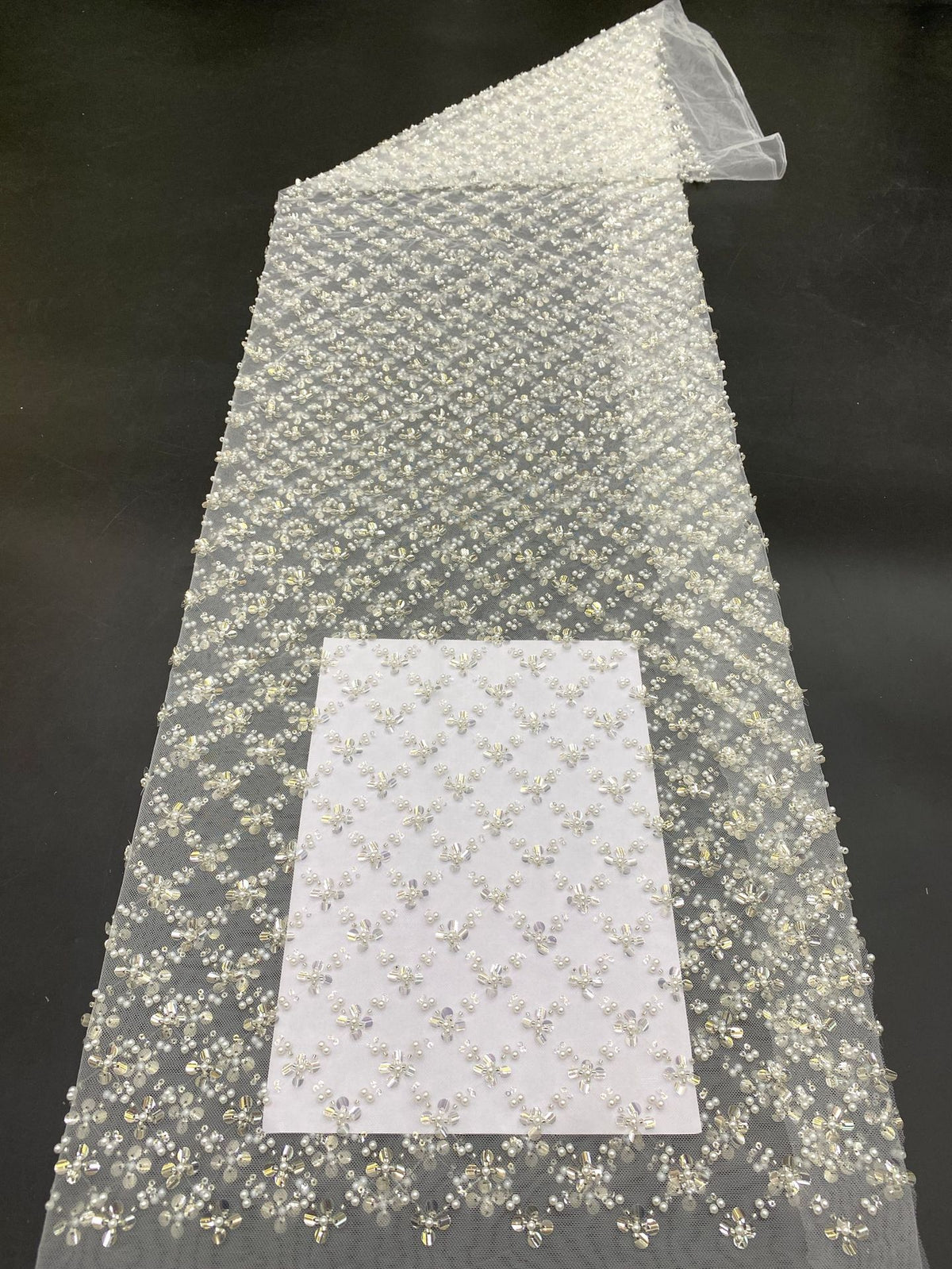 Diamond Foam Bead & 3/7mm Crystal Sequin Fabric — fabric photo 3