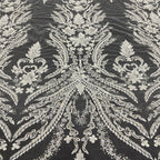 3D 3/4 mm Sequin & Bubble-Bead Embroidered Bridal Fabric — fabric photo 2