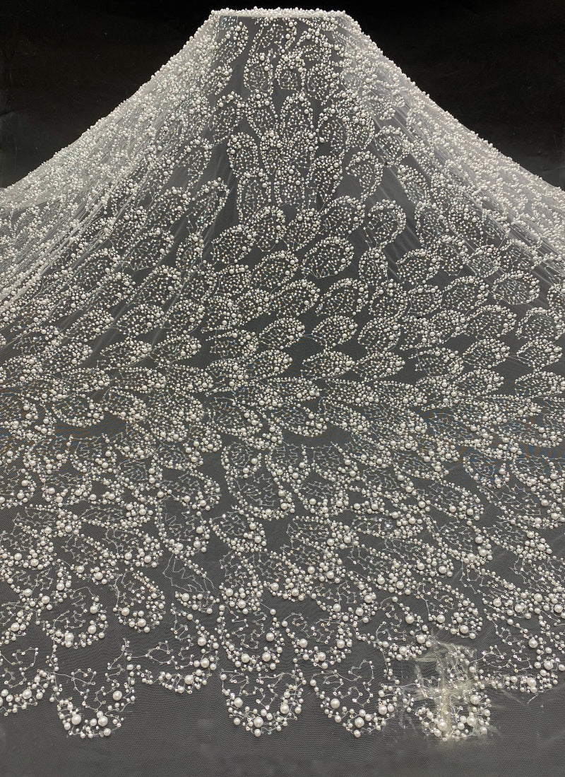 Oversized Foam Bead Bridal Embroidery Fabric — fabric photo 6