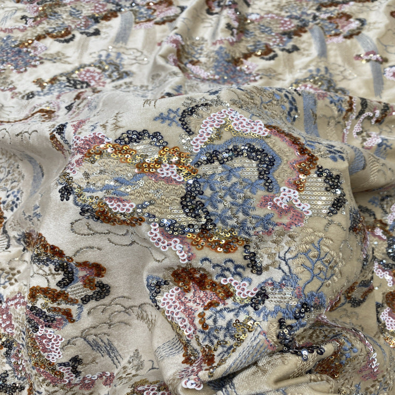 Multicolor Sequin Embroidered Velvet Fabric — fabric photo 4