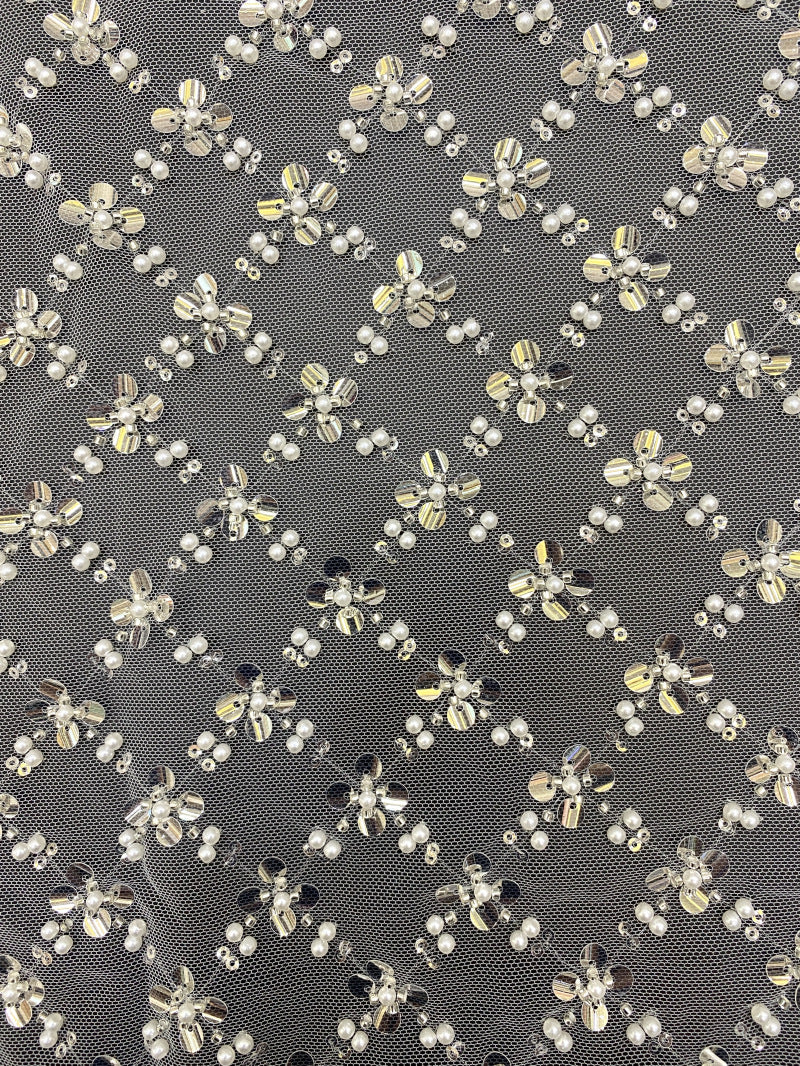 Diamond Foam Bead & 3/7mm Crystal Sequin Fabric — fabric photo 5