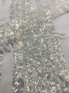 Small Floral Sequin & Bubble-Bead Embroidered Bridal Fabric — fabric photo 5