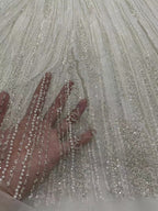 Geometric Foam Bead & 4mm Crystal Sequin Fabric — fabric photo 3