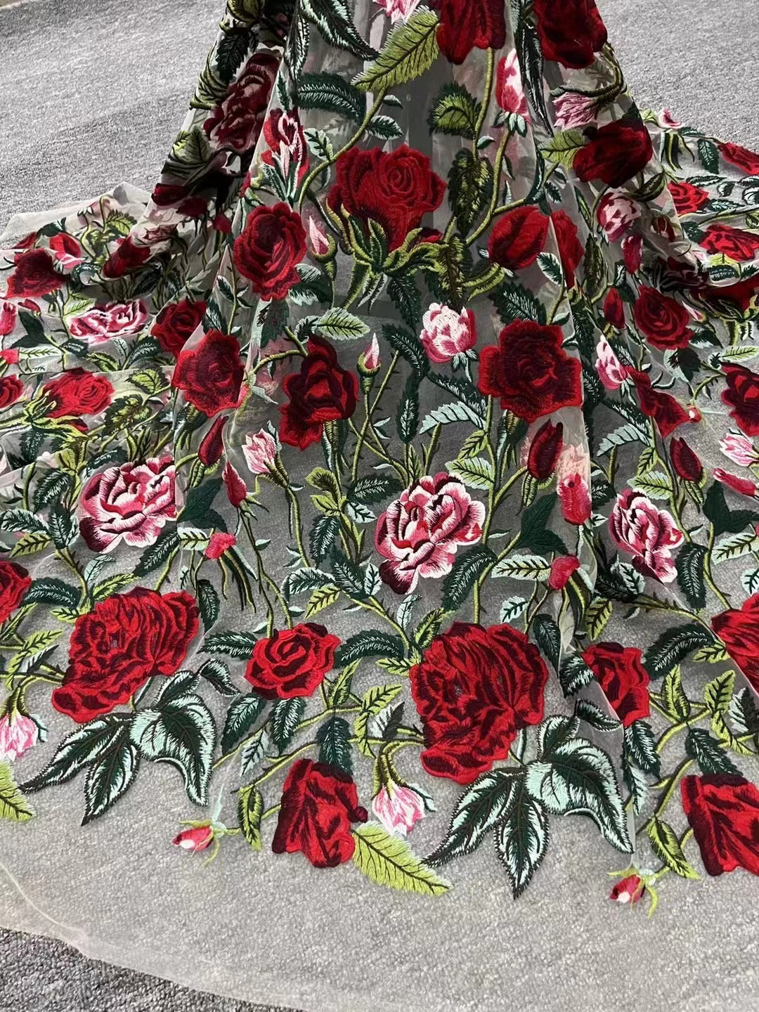 3D Multicolor Thread Embroidery Fabric