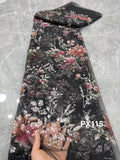Botanical Printed Multicolor Sequin Fabric — fabric photo 6