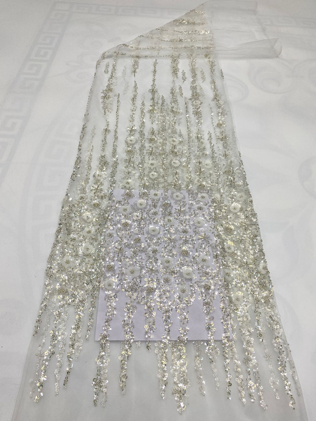 Bugle Bead & Multisize Sequin Embroidery Fabric