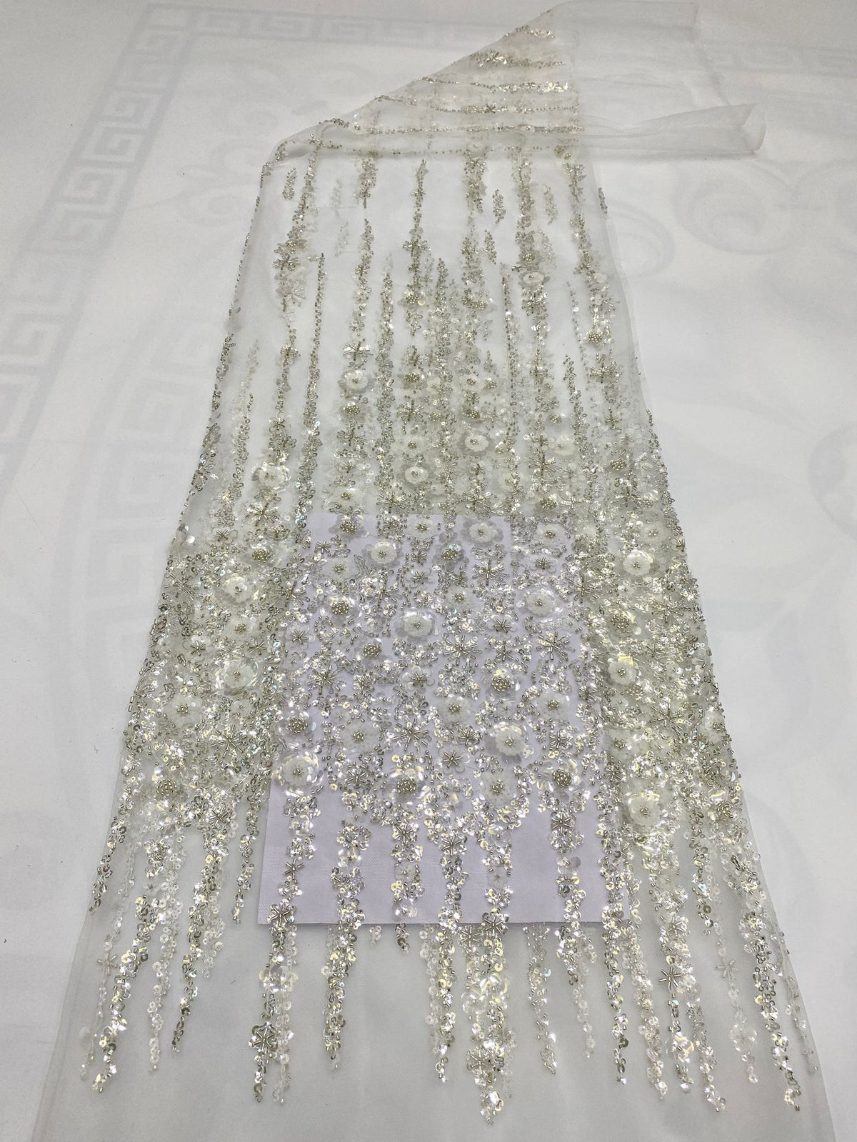 Bugle Bead & Multisize Sequin Embroidery Fabric