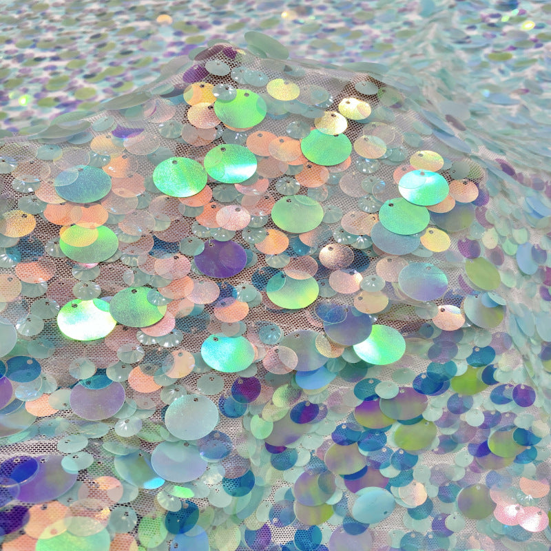 Stretch 9/12/18 mm Sequin Embroidered Stretch Mesh Fabric — fabric photo 3