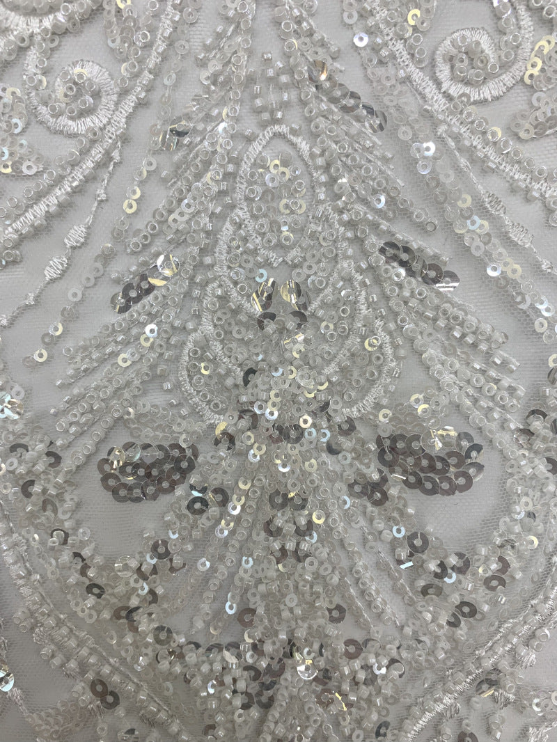 Dense Bead & 3/5mm Sequin Embroidered Fabric — fabric photo 5