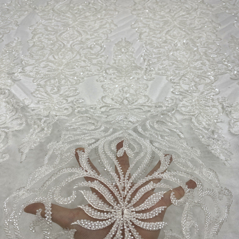 Heavy Symmetrical Bead Sequin Bridal Fabric — fabric photo 5