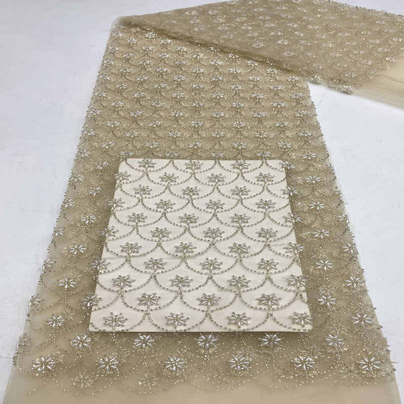 Apricot Fishscale Seed Bead Sequin Fabric — fabric photo 3