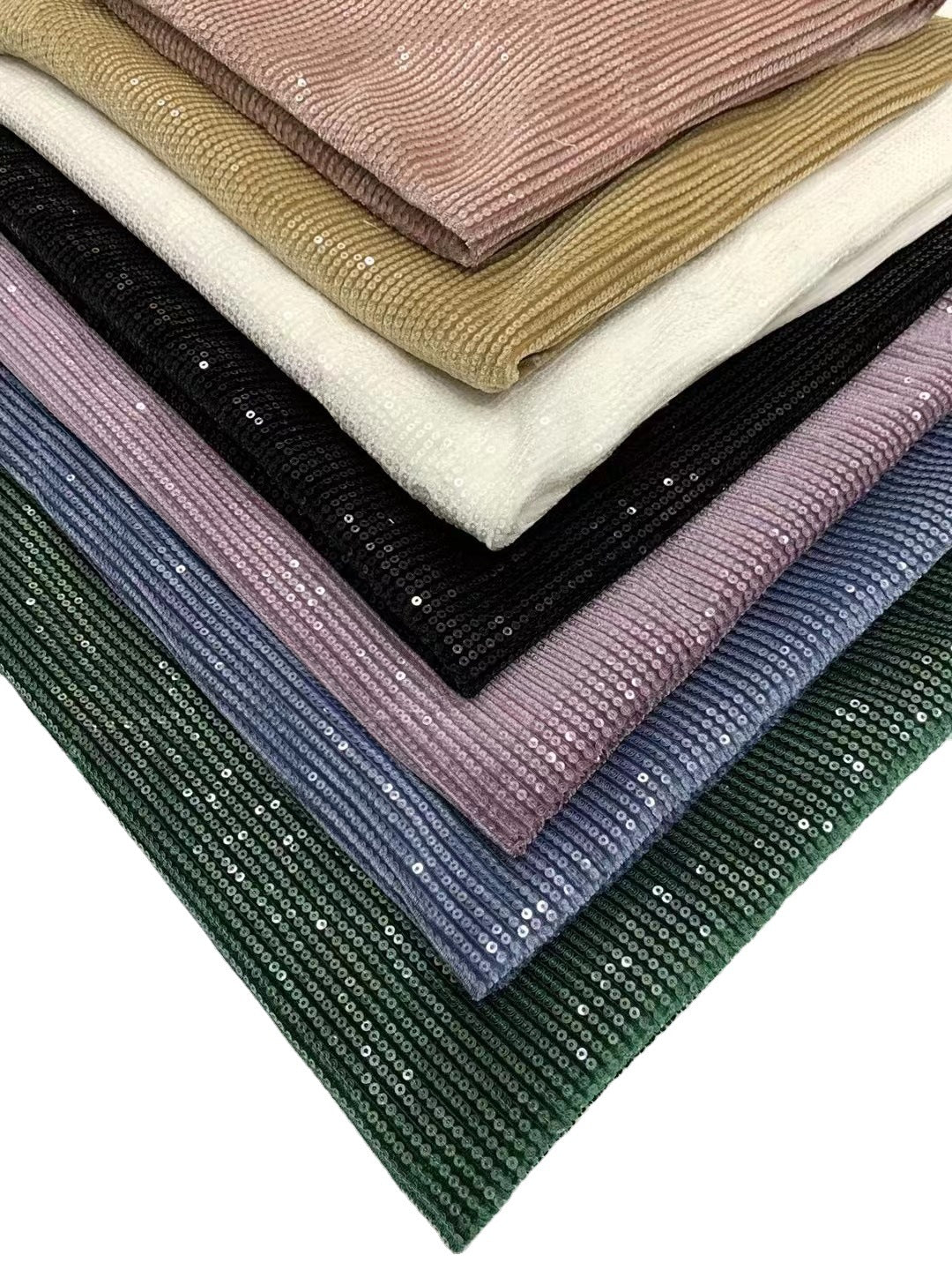 Stretch Flannel with Straight Sequin Embroidery — fabric photo 4