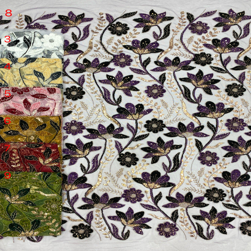 Two-Tone Rope Bead Sequin Embroidery Fabric