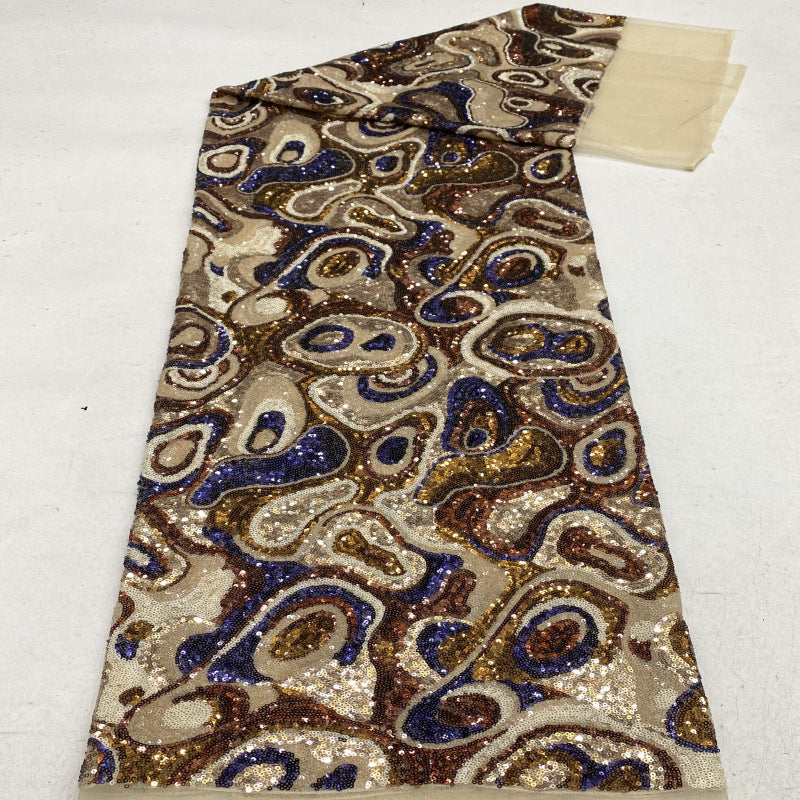 Warm-Color 3 mm Mixed Sequin Embroidered Fabric — fabric photo 4