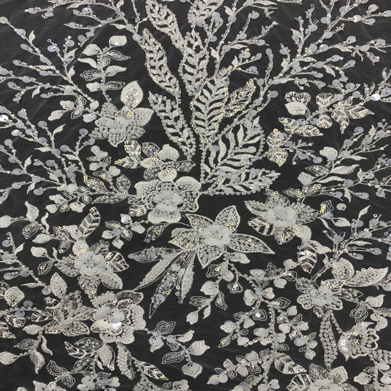 3D Sequin Embroidered Bridal Fabric – Design 75967 — fabric photo 2