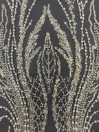 Large Floral Bugle Bead & Crystal Sequin Fabric — fabric photo 3